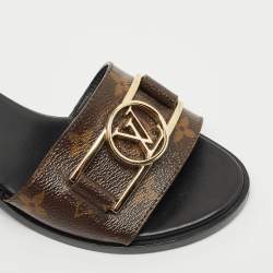Pre Owned Louis Vuitton Brown Monogram Canvas Lock It Sandals Size 36