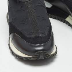 Pre Owned Louis Vuitton Black Monogram Neoprene Run Away Sneakers Size 37