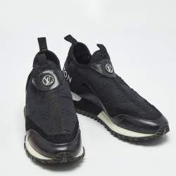 Pre Owned Louis Vuitton Black Monogram Neoprene Run Away Sneakers Size 37