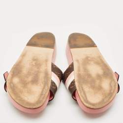 مملوكة مسبقًا Louis Vuitton Brown Monogram Canvas Buckle Bom Dia Flat Slides Size 39