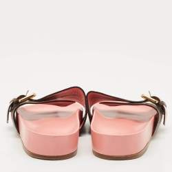 مملوكة مسبقًا Louis Vuitton Brown Monogram Canvas Buckle Bom Dia Flat Slides Size 39