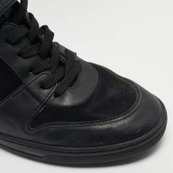 مملوكة مسبقًا Louis Vuitton Black Leather and Patent Leather High Top Sneakers Size 38.5