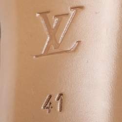 Pre Owned Louis Vuitton Brown Monogram Canvas And Patent Leather Rivoli Cork Peep Toe Platform Pumps 41