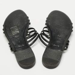 مملوكة مسبقًا حذاء فلات مسطح بالشرائط جلد أسود لويس فويتون مقاس 38