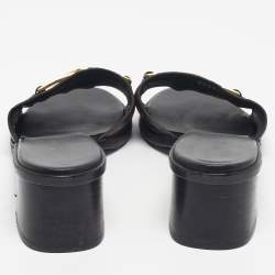 Pre Owned Louis Vuitton Brown Monogram Canvas Lock It Slide Sandals Size 40