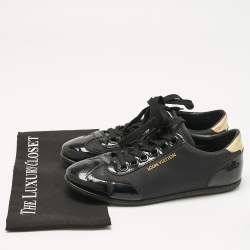 Pre Owned Louis Vuitton Black Nylon and Patent Leather Low Top Sneakers Size 39.5