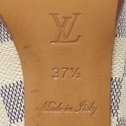 Pre Owned Louis Vuitton Yellow Damier Azur Canvas And Patent Peep Toe Pumps Size 37.5