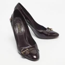 Pre Owned Louis Vuitton Burgundy Patent Leather Sloane Pumps Size 39