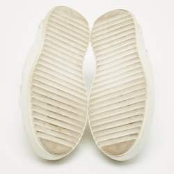 Pre Owned Louis Vuitton White Embossed Monogram Leather Time Out Low Top Sneakers Size 36