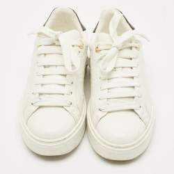 Pre Owned Louis Vuitton White Embossed Monogram Leather Time Out Low Top Sneakers Size 36