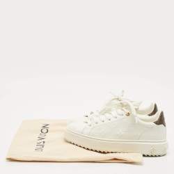 Pre Owned Louis Vuitton White Embossed Monogram Leather Time Out Low Top Sneakers Size 36