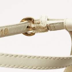 Pre Owned Louis Vuitton White Leather Gloss Wedge Sandals Size 37.5