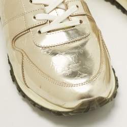 Pre Owned Louis Vuitton Gold Monogram Vernis Leather Run Away Low Top Sneakers Size 41