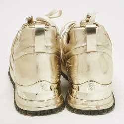 Pre Owned Louis Vuitton Gold Monogram Vernis Leather Run Away Low Top Sneakers Size 41