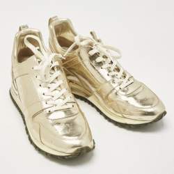 Pre Owned Louis Vuitton Gold Monogram Vernis Leather Run Away Low Top Sneakers Size 41