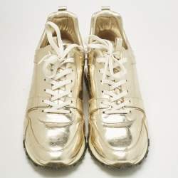 Pre Owned Louis Vuitton Gold Monogram Vernis Leather Run Away Low Top Sneakers Size 41