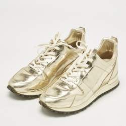 Pre Owned Louis Vuitton Gold Monogram Vernis Leather Run Away Low Top Sneakers Size 41