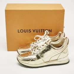 Pre Owned Louis Vuitton Gold Monogram Vernis Leather Run Away Low Top Sneakers Size 41