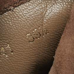 Pre Owned Louis Vuitton Brown Suede Ankle Length Boots Size 39.5