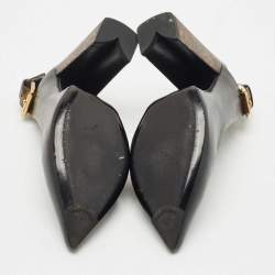 Pre Owned Louis Vuitton Black/Brown Monogram Canvas and Leather Matchmake Slingback Pumps Size 36.5