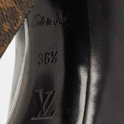 Pre Owned Louis Vuitton Black/Brown Monogram Canvas and Leather Matchmake Slingback Pumps Size 36.5