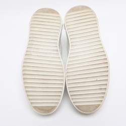 Pre Owned حذاء رياضي لويس فيتون "تايم أوت" جلد أبيض مزخرف بشعار الماركة مقاس 38