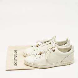 Pre Owned Louis Vuitton White Leather Frontrow Low Top Sneakers Size 38