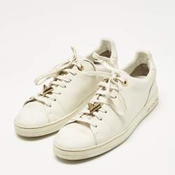 Pre Owned Louis Vuitton White Leather Frontrow Low Top Sneakers Size 38