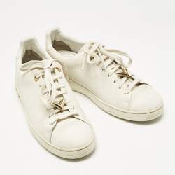 Pre Owned Louis Vuitton White Leather Frontrow Low Top Sneakers Size 38