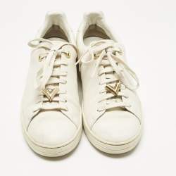 Pre Owned Louis Vuitton White Leather Frontrow Low Top Sneakers Size 38