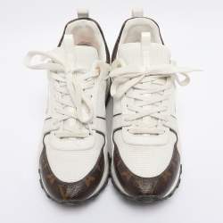 Pre Owned حذاء رياضي لوي فيتون ران أواي قماش مونوجرامي وشبكي أبيض/بني مقاس 38
