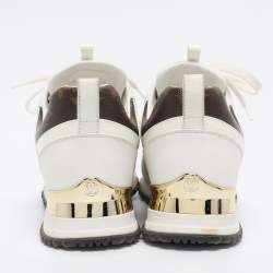 Pre Owned حذاء رياضي لوي فيتون ران أواي قماش مونوجرامي وشبكي أبيض/بني مقاس 38