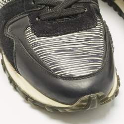 Pre Owned Louis Vuitton Black/White Calf Hair and Leather Run Away Lace Up Sneakers Size 37