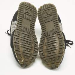 Pre Owned Louis Vuitton Black/White Calf Hair and Leather Run Away Lace Up Sneakers Size 37