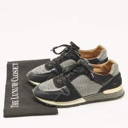 Pre Owned Louis Vuitton Black/White Calf Hair and Leather Run Away Lace Up Sneakers Size 37
