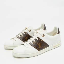 مملوكة مسبقًا Louis Vuitton White/Brown Monogram Canvas and Leather Frontrow Lace Up Sneakers Size 39