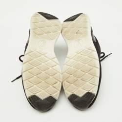 Pre Owned Louis Vuitton Black Knit Fabric and Monogram Canvas Aftergame Sneakers Size 38