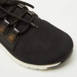 Pre Owned Louis Vuitton Black Knit Fabric and Monogram Canvas Aftergame Sneakers Size 38