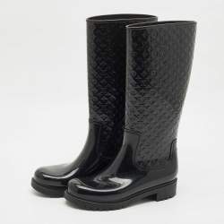 Pre Owned Louis Vuitton Black Monogram Rubber Splash Rain Boots Size 40
