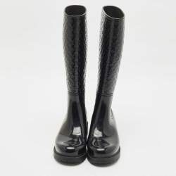 Pre Owned Louis Vuitton Black Monogram Rubber Splash Rain Boots Size 40