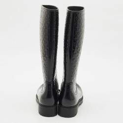 Pre Owned Louis Vuitton Black Monogram Rubber Splash Rain Boots Size 40
