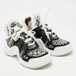 Pre Owned Louis Vuitton Multicolor Leather and Tweed Archlight Lace Up Sneakers Size 41