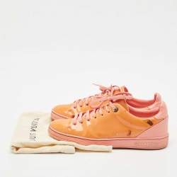 Pre Owned Louis Vuitton Pink/Orange Patent Leather Frontrow Sneakers Size 38