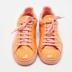 Pre Owned Louis Vuitton Pink/Orange Patent Leather Frontrow Sneakers Size 38