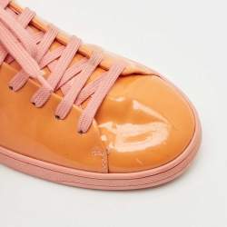 Pre Owned Louis Vuitton Pink/Orange Patent Leather Frontrow Sneakers Size 38