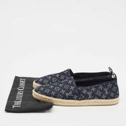 مملوكة مسبقًا Louis Vuitton Navy Blue Denim Waterfall Espadrille Flats Size 38