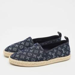مملوكة مسبقًا Louis Vuitton Navy Blue Denim Waterfall Espadrille Flats Size 38