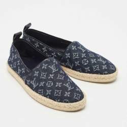 مملوكة مسبقًا Louis Vuitton Navy Blue Denim Waterfall Espadrille Flats Size 38
