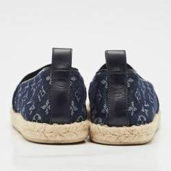 مملوكة مسبقًا Louis Vuitton Navy Blue Denim Waterfall Espadrille Flats Size 38