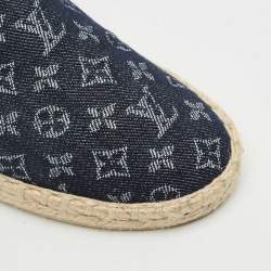 مملوكة مسبقًا Louis Vuitton Navy Blue Denim Waterfall Espadrille Flats Size 38